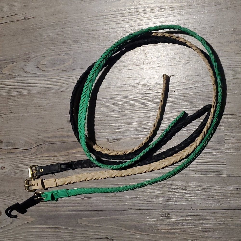 🧡 H&M | Bundle of 3 Braided Belts | Black Turqouise Beige